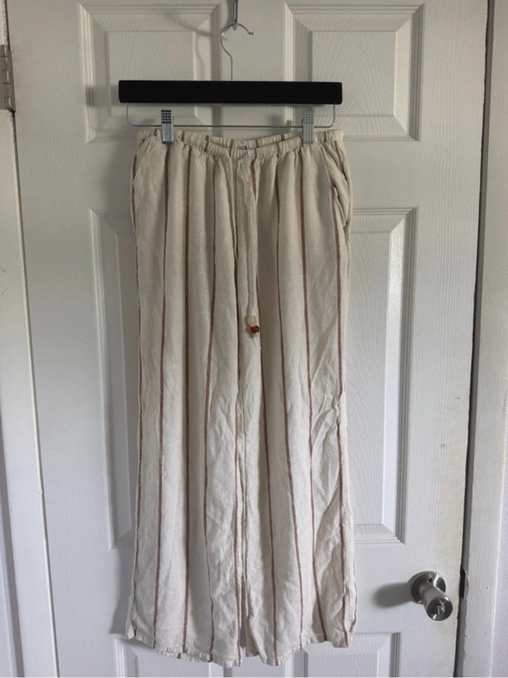 H&M Cream Pants with Tan Stripe Detail